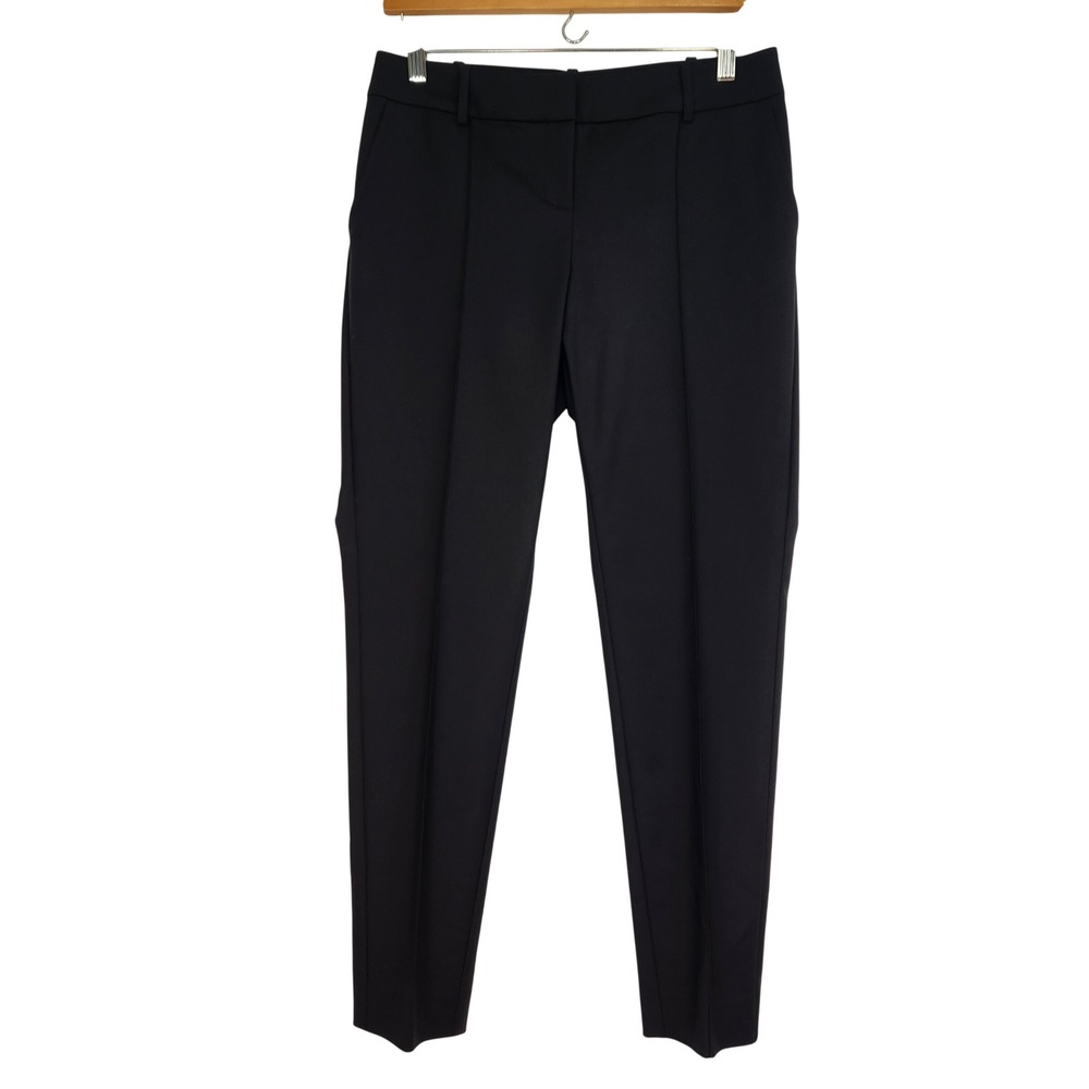 St. John Jennifer Black Slim Leg Pintuck Ankle Pants Size 4 Cotton Blend Stretch
